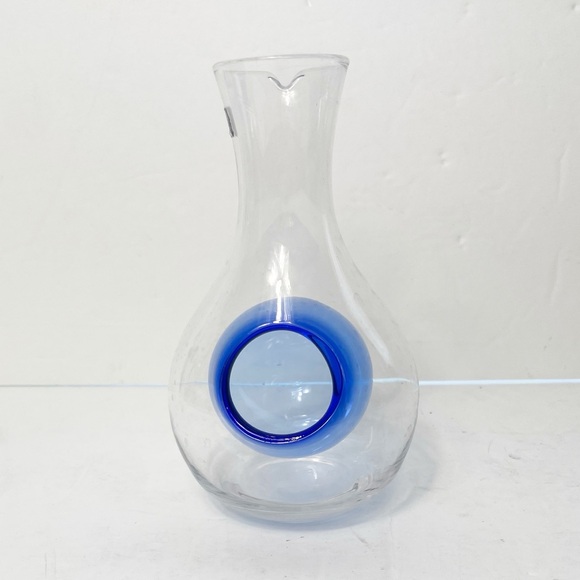 Hinomaru Handblown Ice Pocket Cold Sake Spirit Whiskey Glass Decanter Blue - Picture 3 of 7